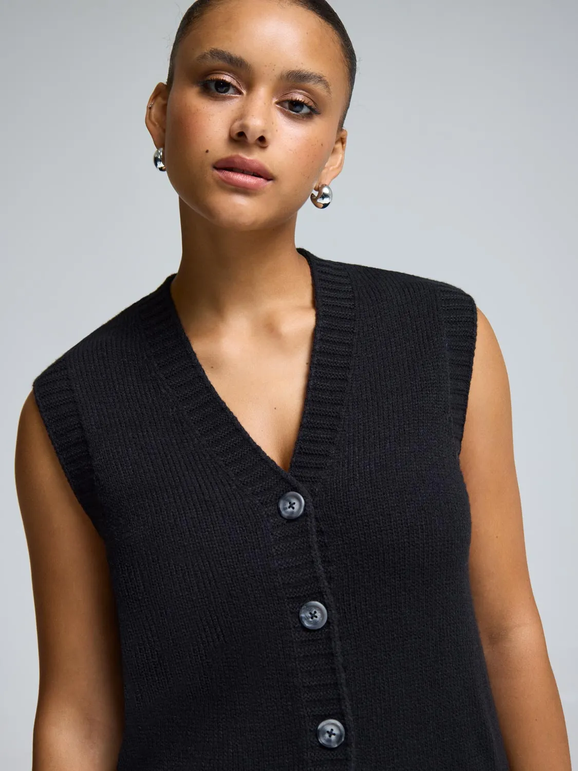 Wool Button-Front Sweater Vest weekend casual