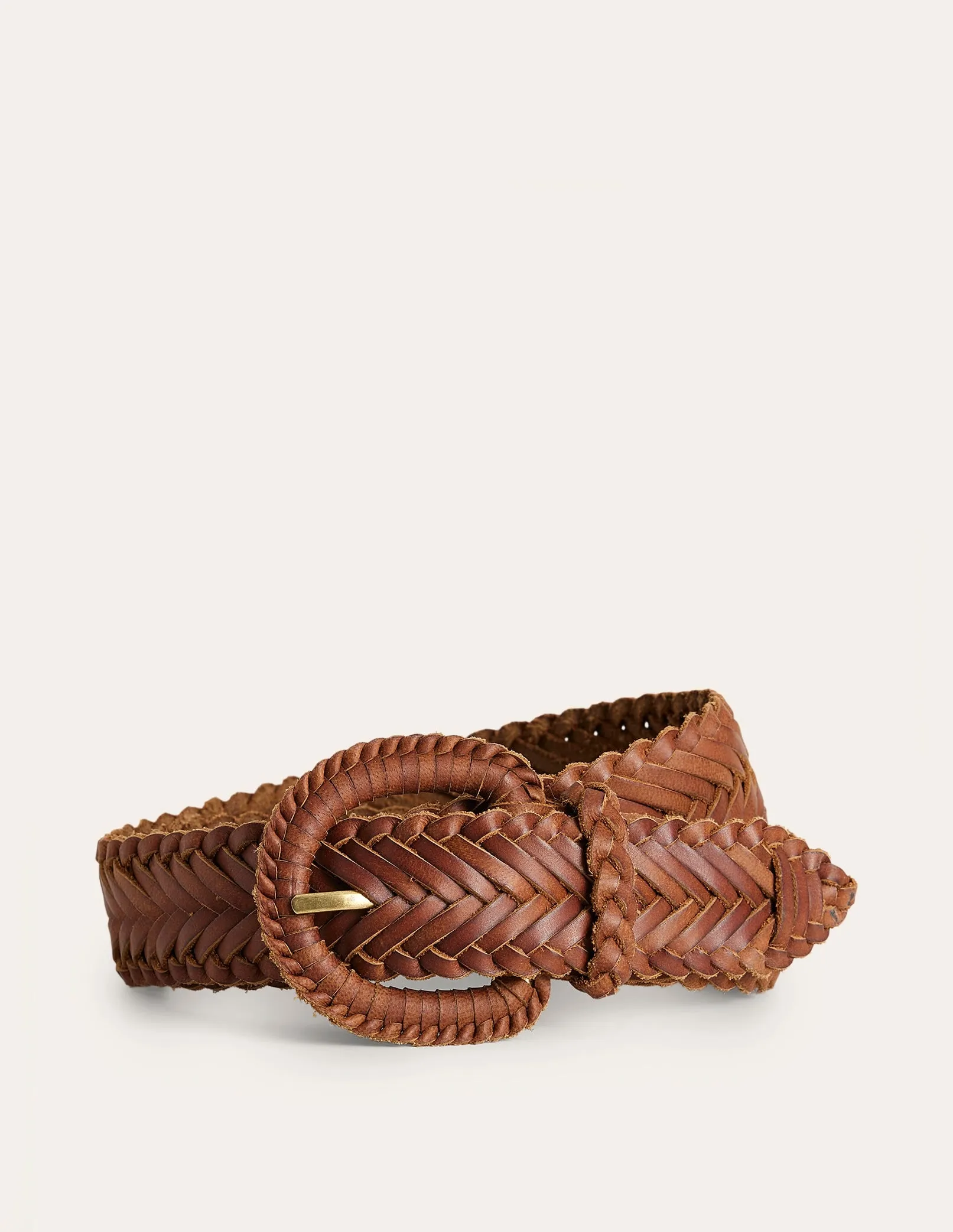 Woven Leather Belt-Tan dual side