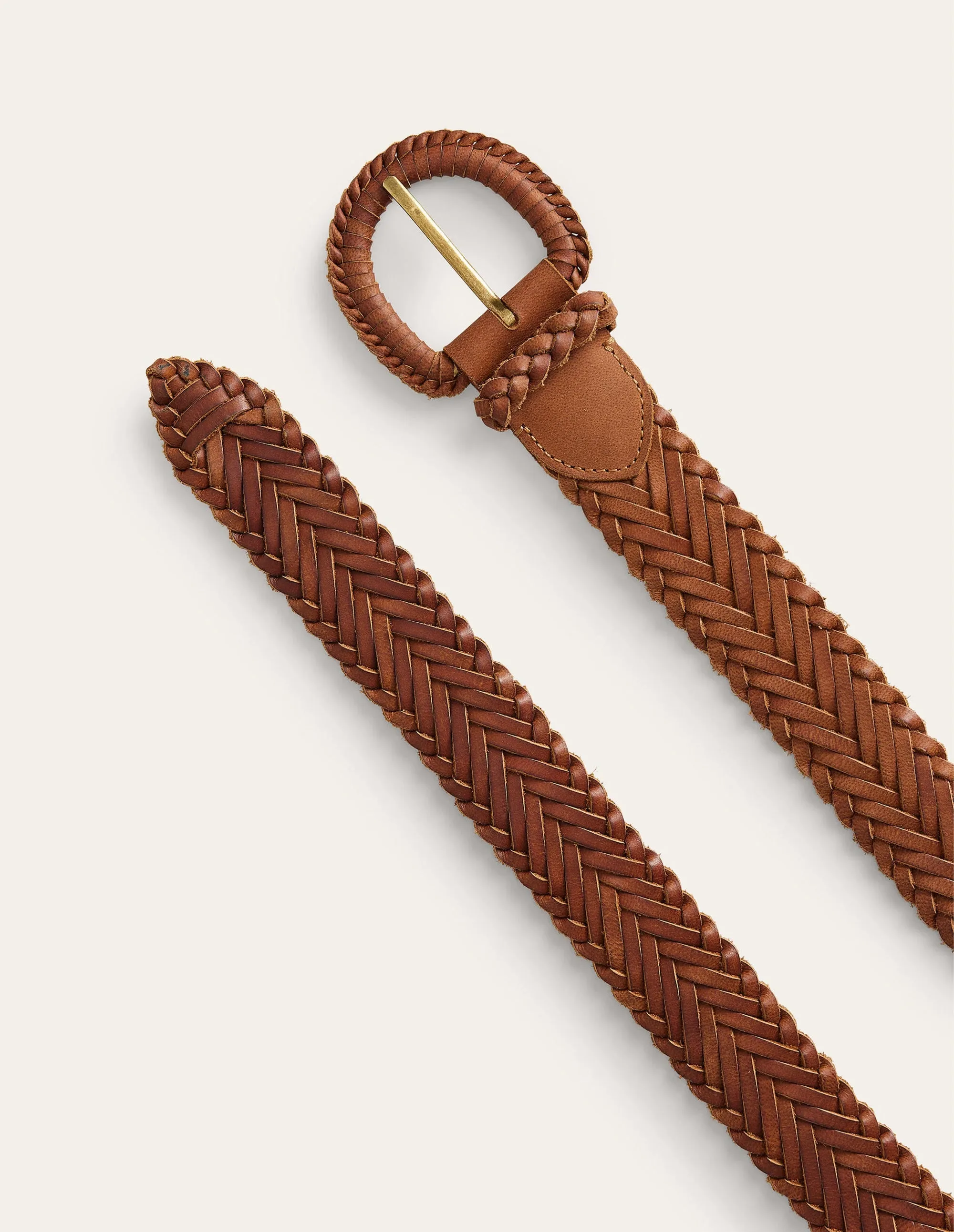 Woven Leather Belt-Tan business ready