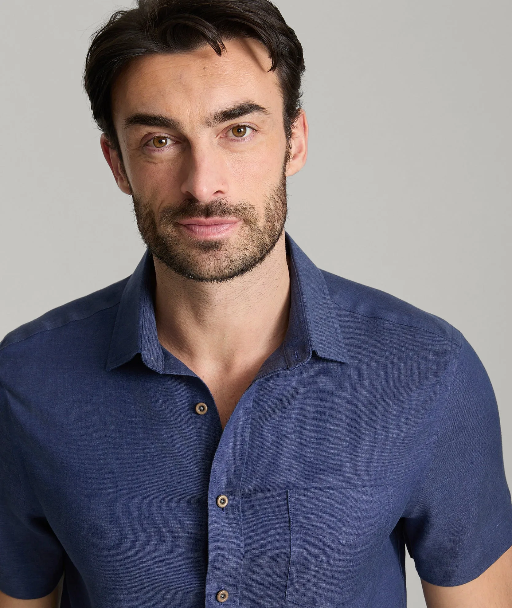 Wrinkle-Resistant Linen Short-Sleeve Cameron Shirt Smart Basic