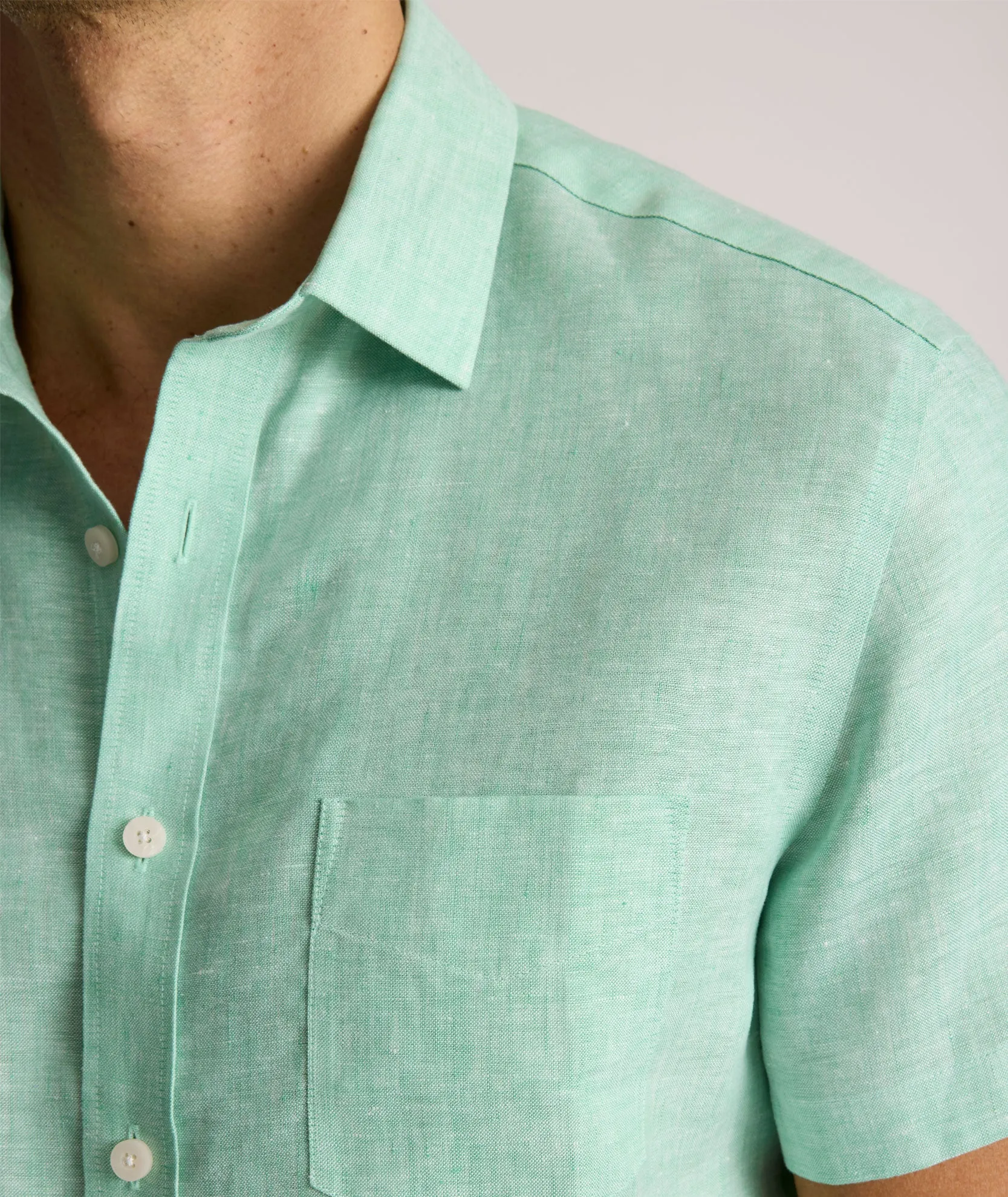 Wrinkle-Resistant Linen Short-Sleeve Cameron Shirt Neat Classic