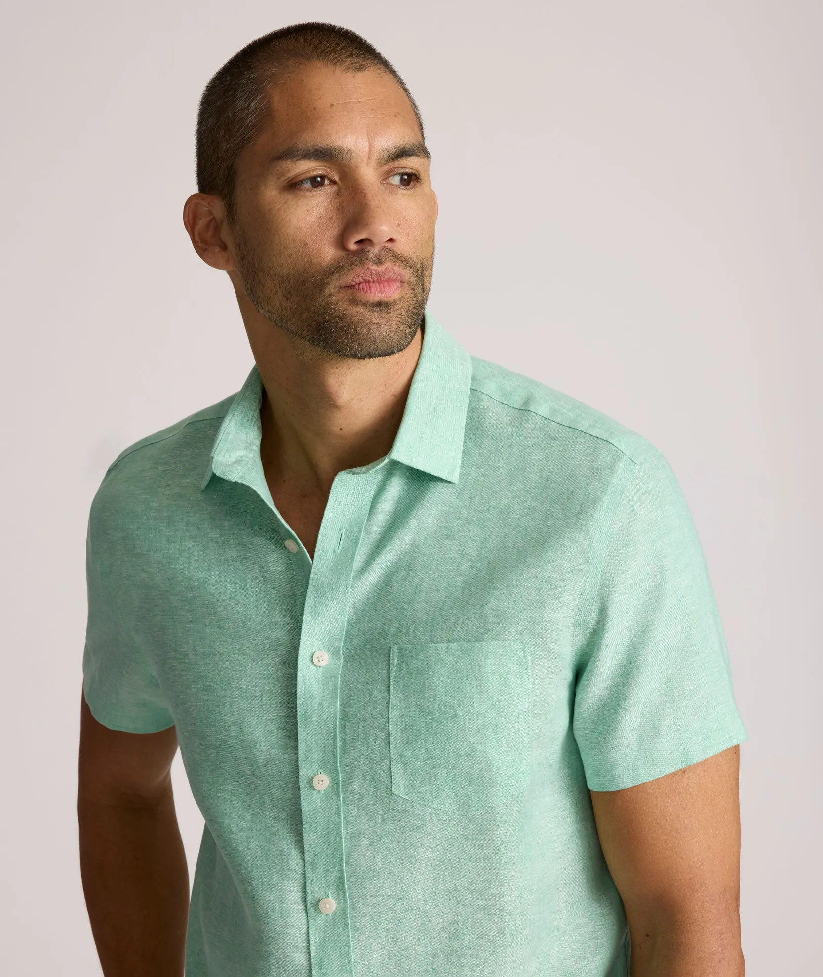 Wrinkle-Resistant Linen Short-Sleeve Cameron Shirt Neat Touch