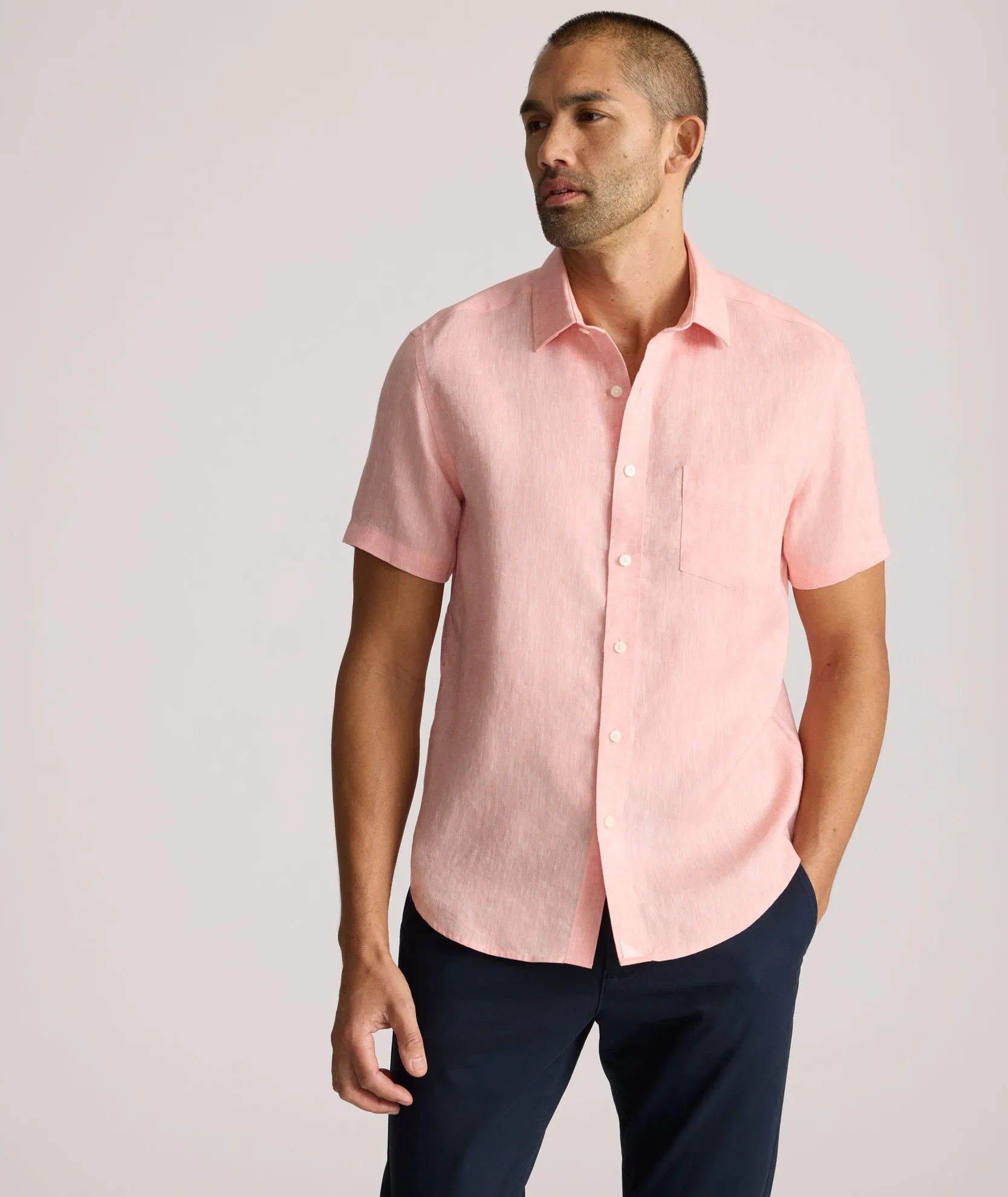 Wrinkle-Resistant Linen Short-Sleeve Cameron Shirt Essential Ease