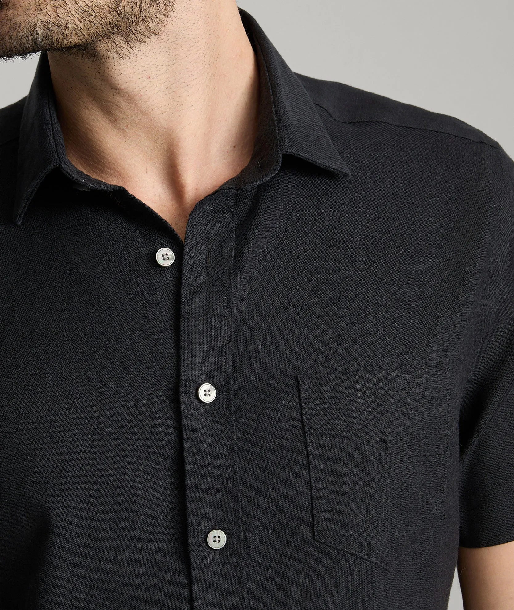 Wrinkle-Resistant Linen Short-Sleeve Cameron Shirt Date Ready