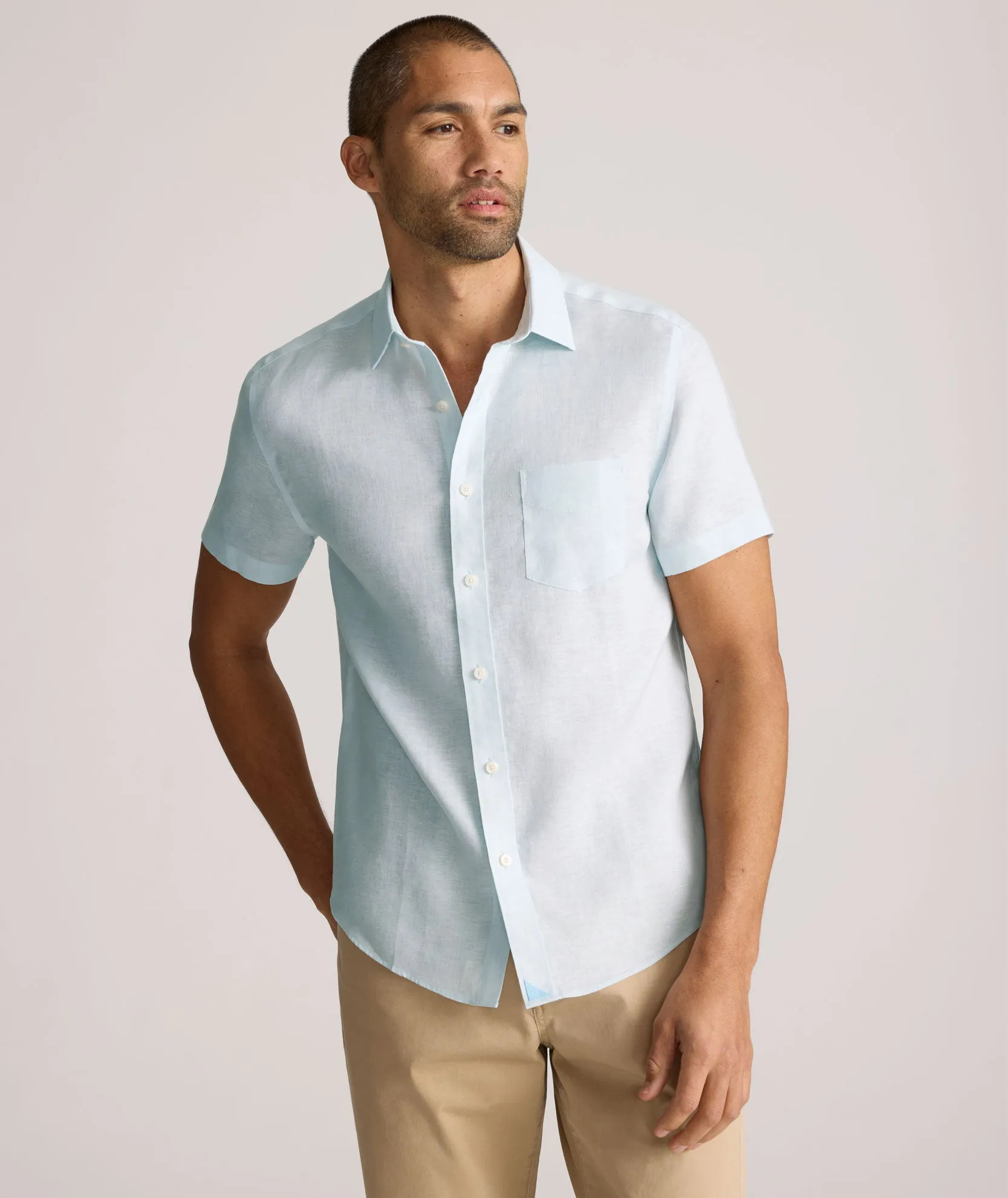 Wrinkle-Resistant Linen Short-Sleeve Cameron Shirt Office Vibes