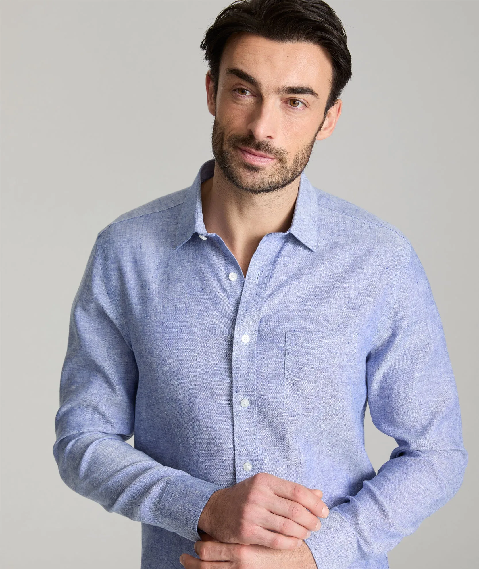 Wrinkle-Resistant Linen Vin Santo Shirt Day Look