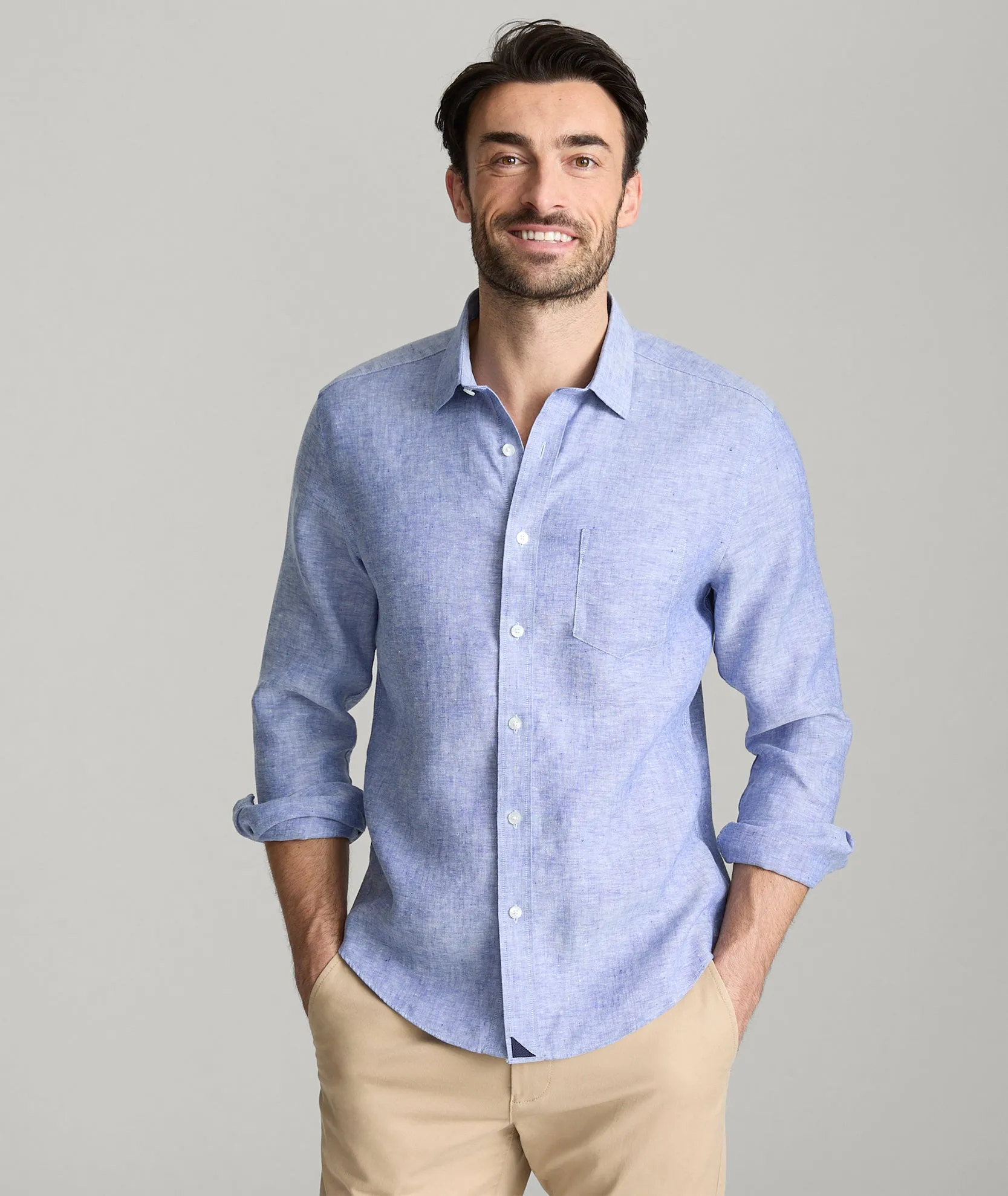 Wrinkle-Resistant Linen Vin Santo Shirt Fit Focus